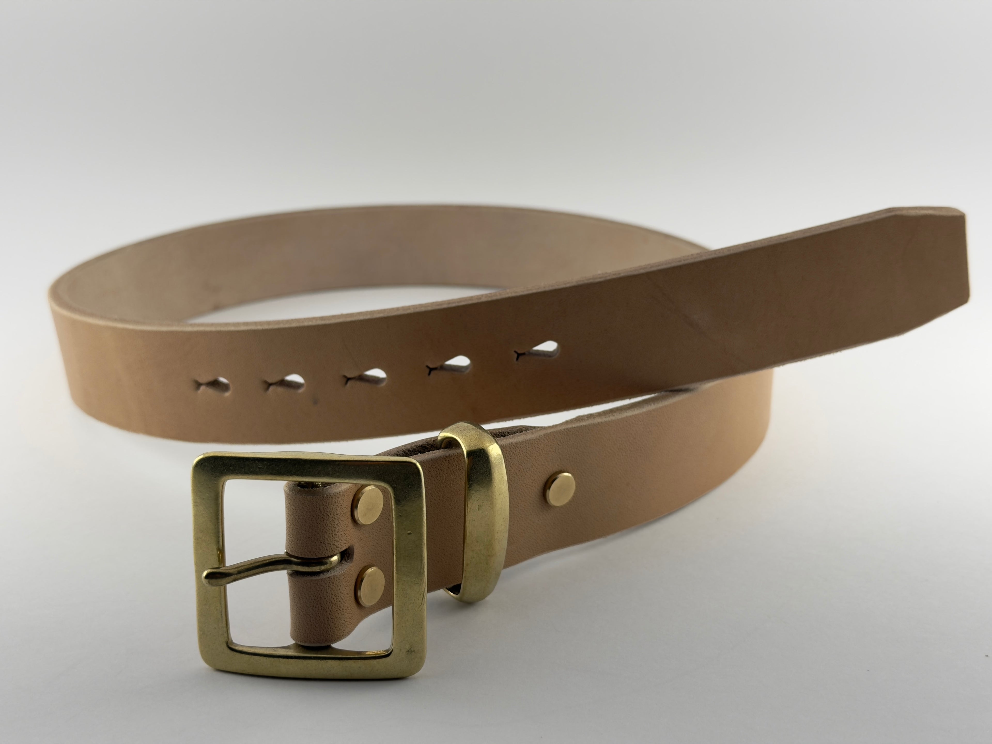 Square Buckle Belt in Oak Bark Bridle Leather - Natural