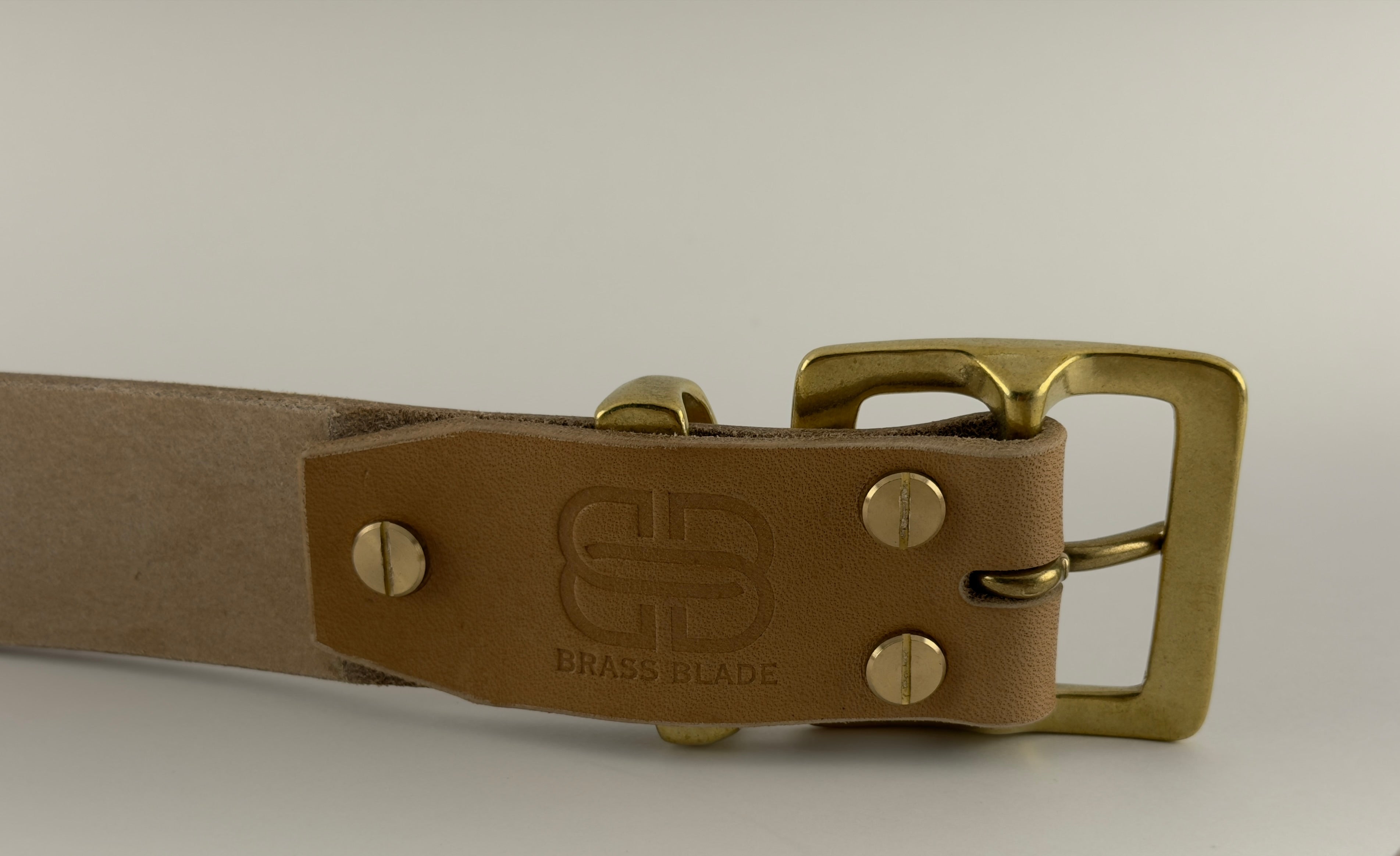 Square Buckle Belt in Oak Bark Bridle Leather - Natural