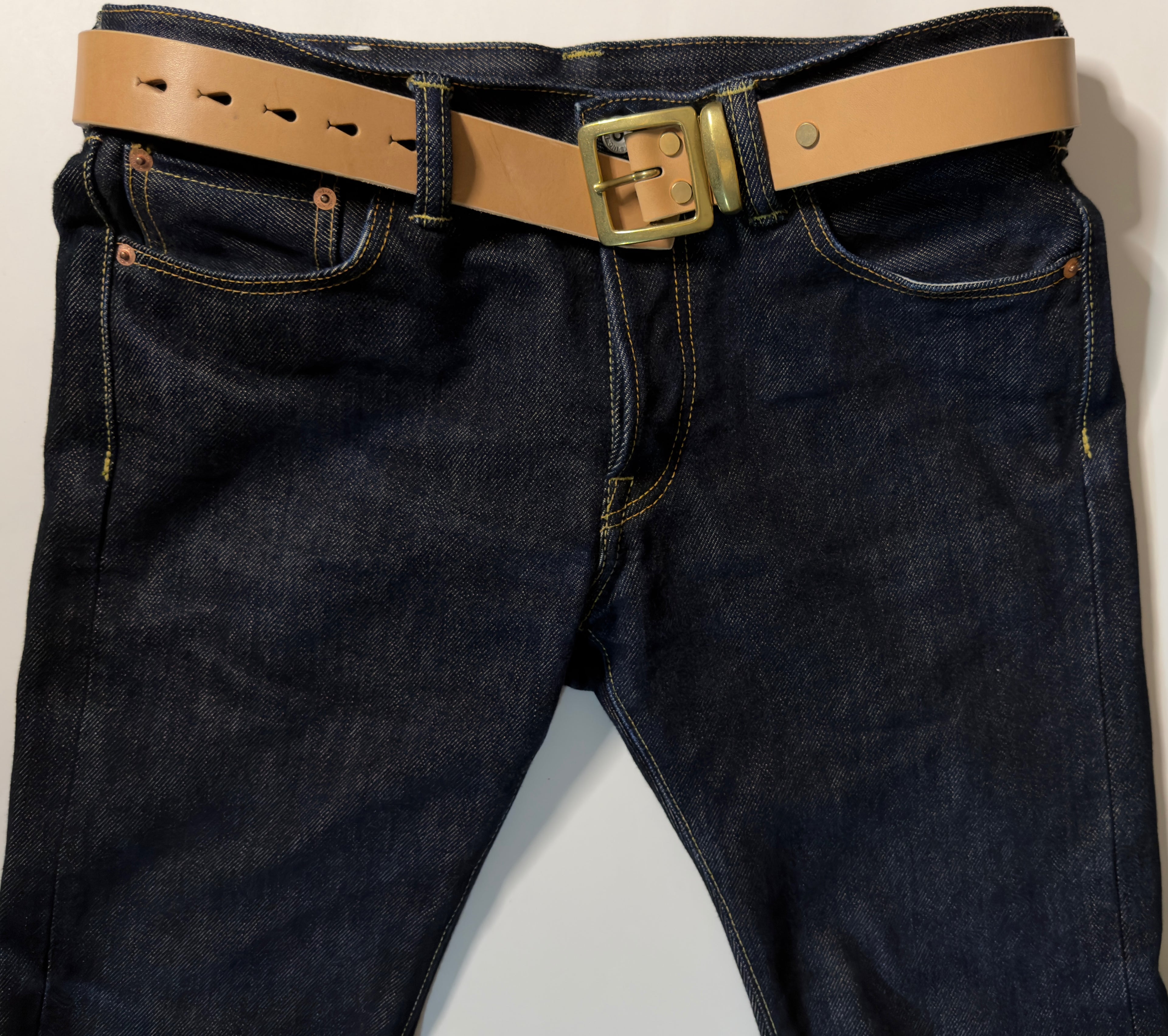 Square Buckle Belt in Oak Bark Bridle Leather - Natural
