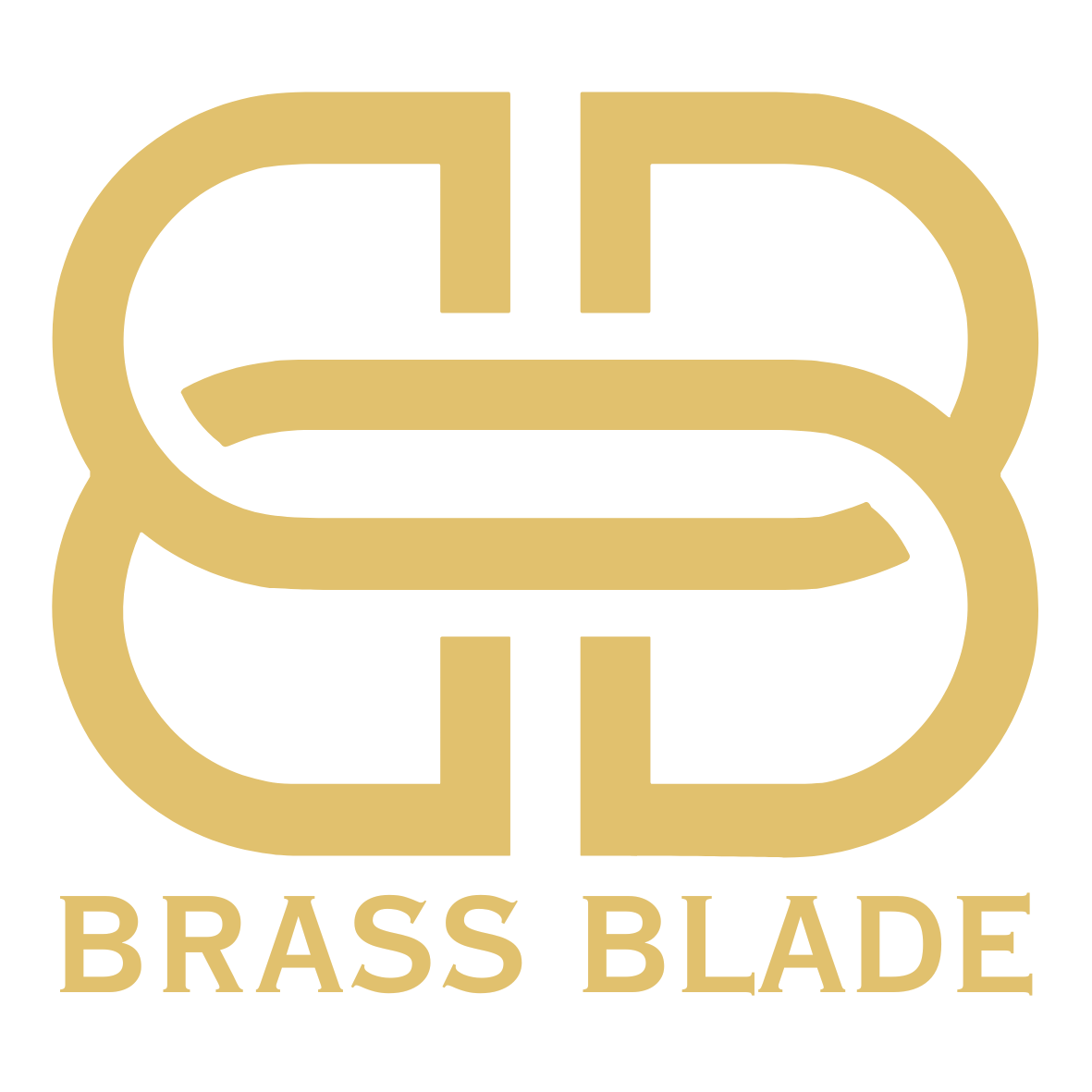 This is the logo for the website.  The logo is made up of two gold-colored letter "B"s back to back with the words "Brass Blade" written below.