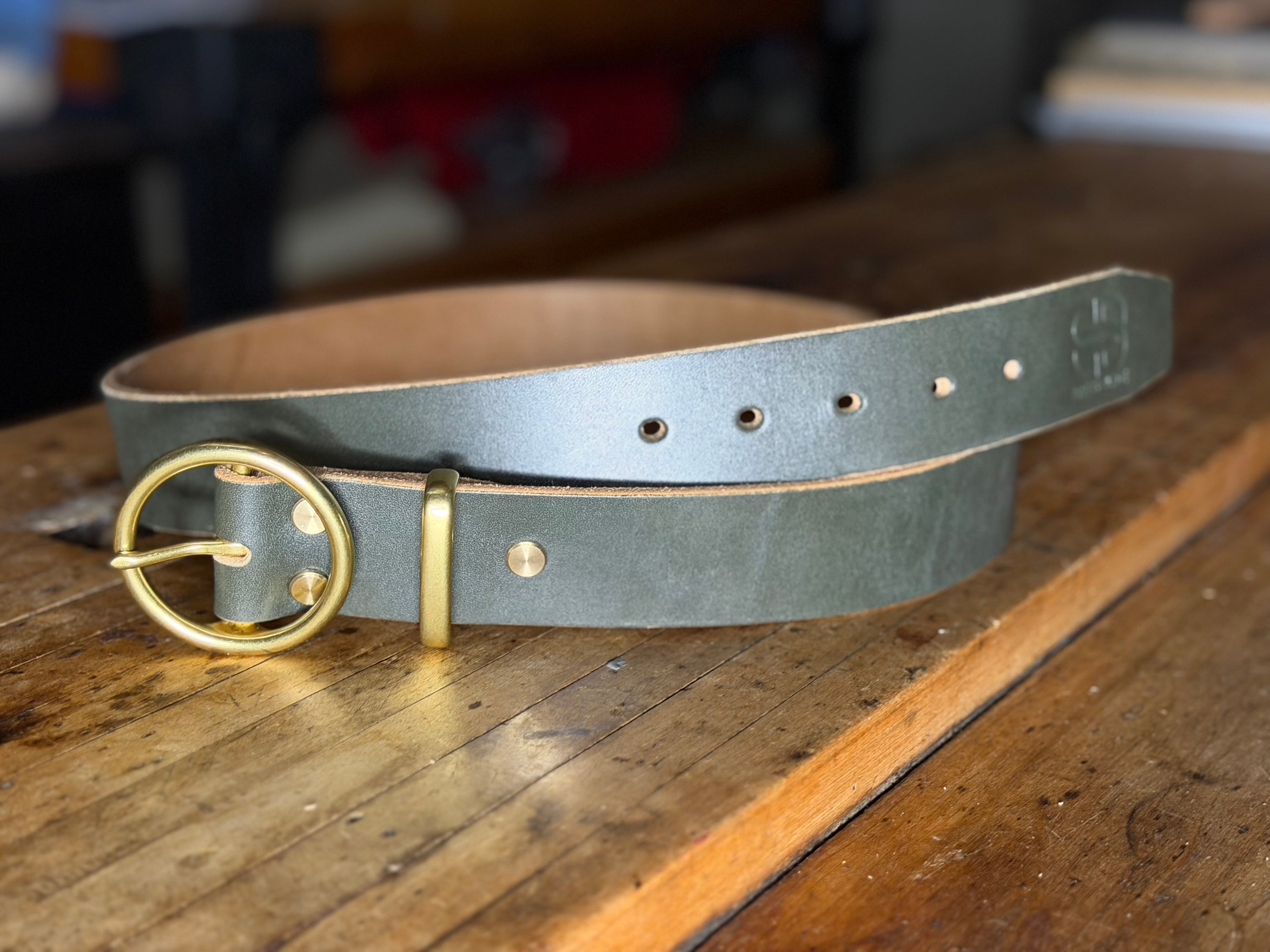 Full Circle Belt in Oak Bark Bridle - British Racing Green