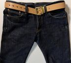 Square Buckle Belt in Oak Bark Bridle Leather - Natural