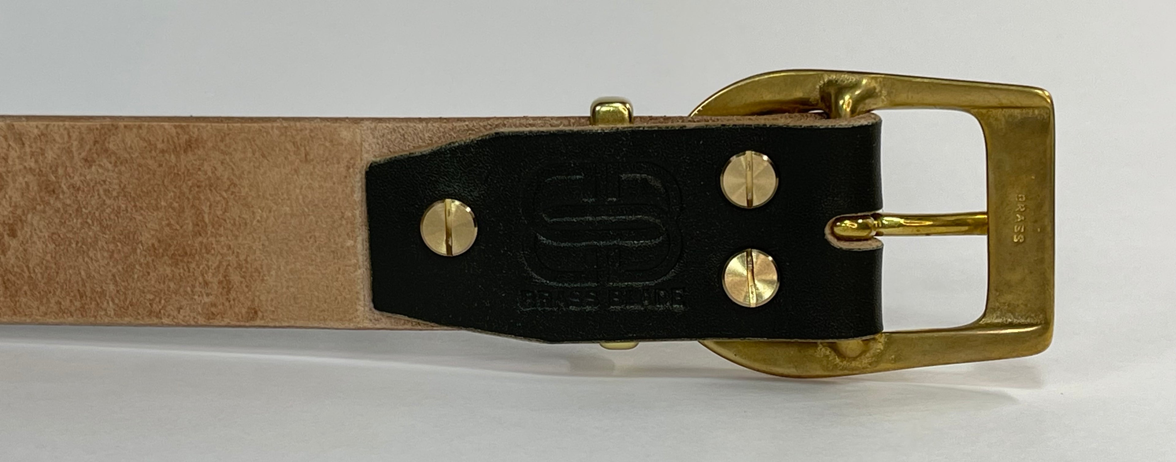 Dark green belt with gold buckle on a white background