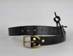 Brass Horseshoe Belt - Oak Bark Bridle Black