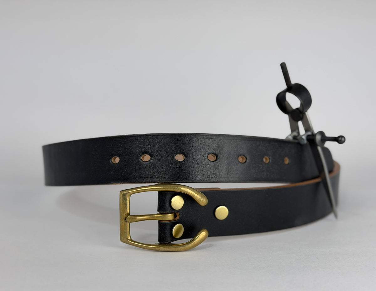 Brass Horseshoe Belt - Oak Bark Bridle Black