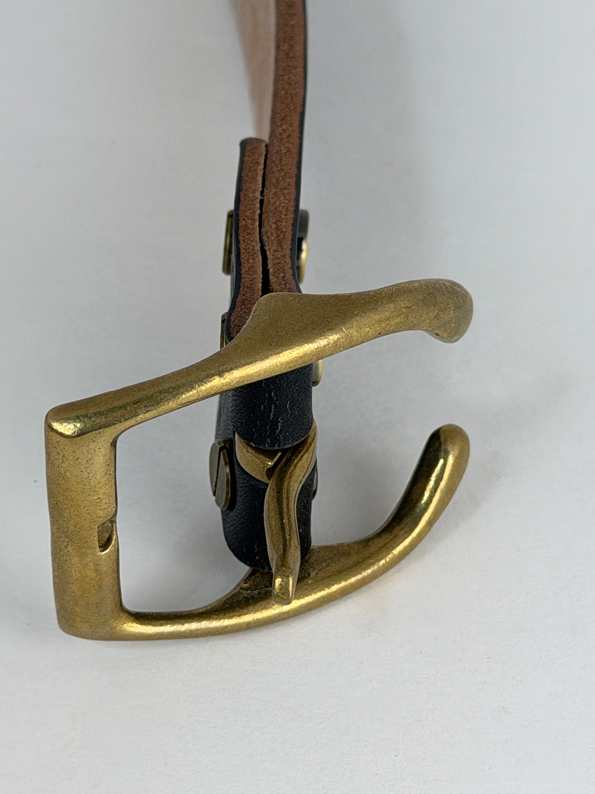 Brass Horseshoe Belt - Oak Bark Bridle Black