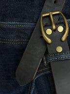 Brass Horseshoe Belt - Oak Bark Bridle Black