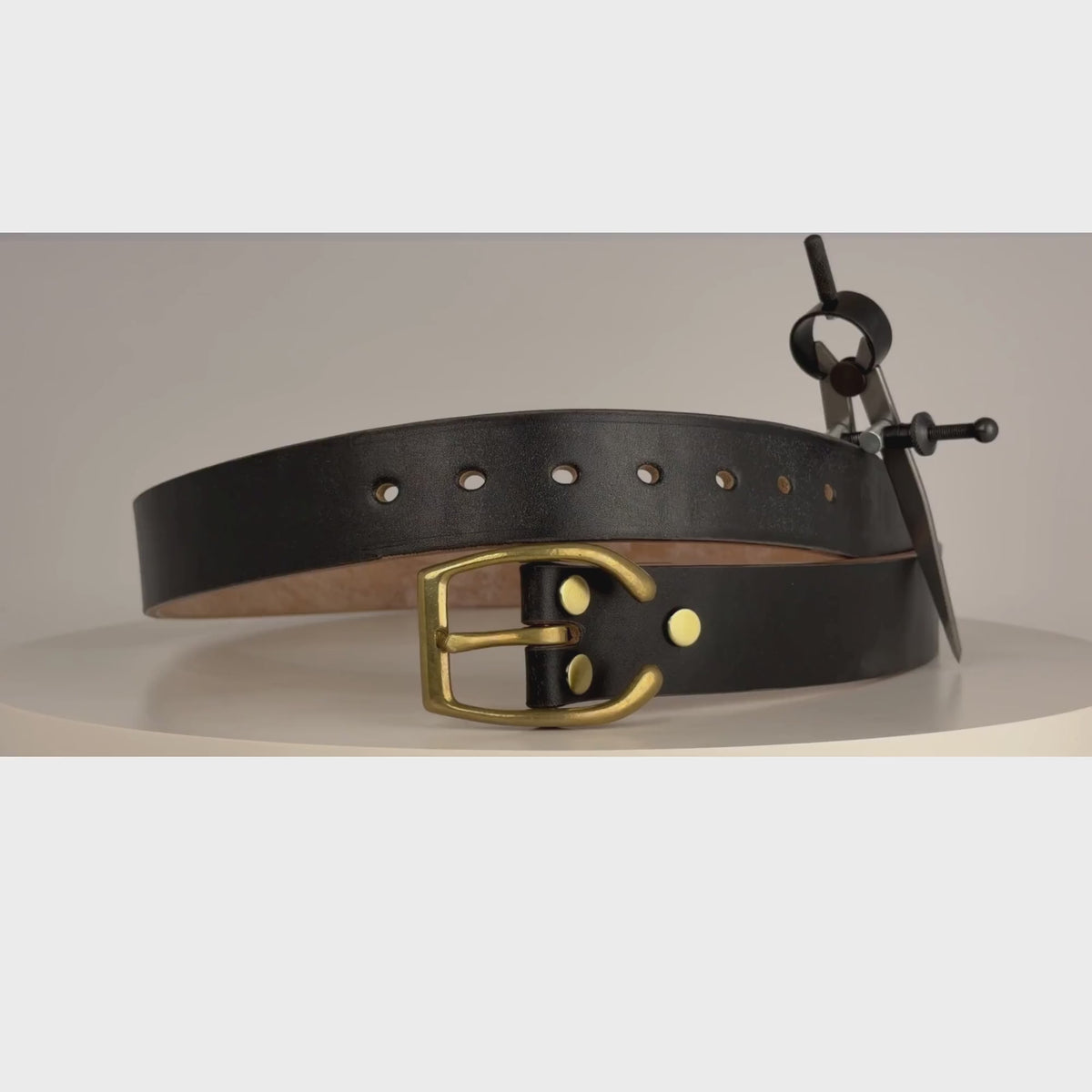 Brass Horseshoe Belt - Oak Bark Bridle Black